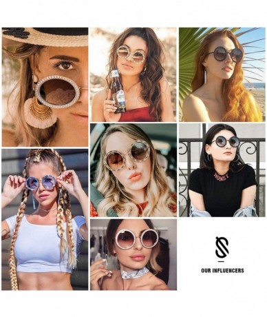 Square Shining Oversized Round Rhinestone Sunglasses Festival Gem Sunnies SJ1095 - CD18D08RDOS $27.93