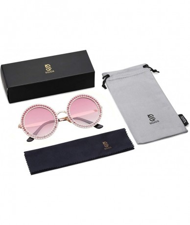 Square Shining Oversized Round Rhinestone Sunglasses Festival Gem Sunnies SJ1095 - CD18D08RDOS $27.93