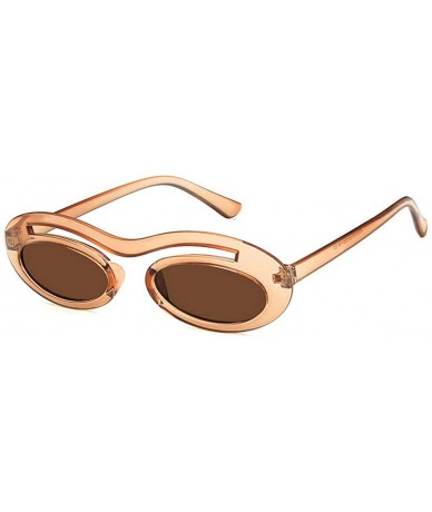 Round Chic Small Round Ultra Light Frame Oval Candy Color Unisex Party Sunglasses UV400 - Brown - CW18LML6TDU $20.60