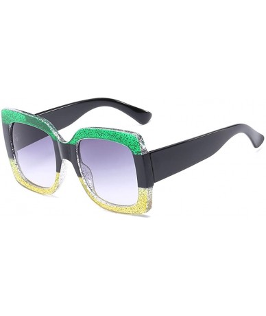 Semi-rimless Oversized Square Sunglasses Women Multi Tinted Frame Fashion Eyewear - C7 - CQ18CQGQXG7 $18.10