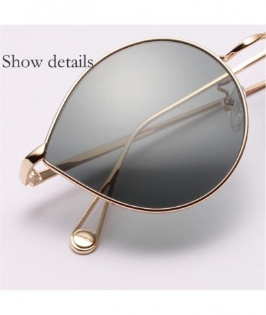 Round Fashion Clear Colored glaees Lens AC Festival Sunglasses Dames Large Round Cat Eye Metal Frame Sunglasses - P - CA198EY...