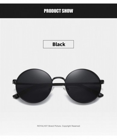 Sport Polarized Sunglasses for Men UV Protection Round Frame for Driving Fishing - Black - C718YEL0KGC $26.93