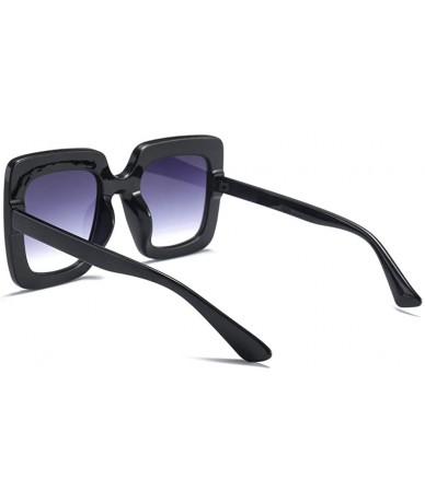 Oversized Rhinestone Sunglasses Women Oversized Square Luxury Crystal Designer Sun Glasses - Black - CO18HMOIDZ5 $18.83