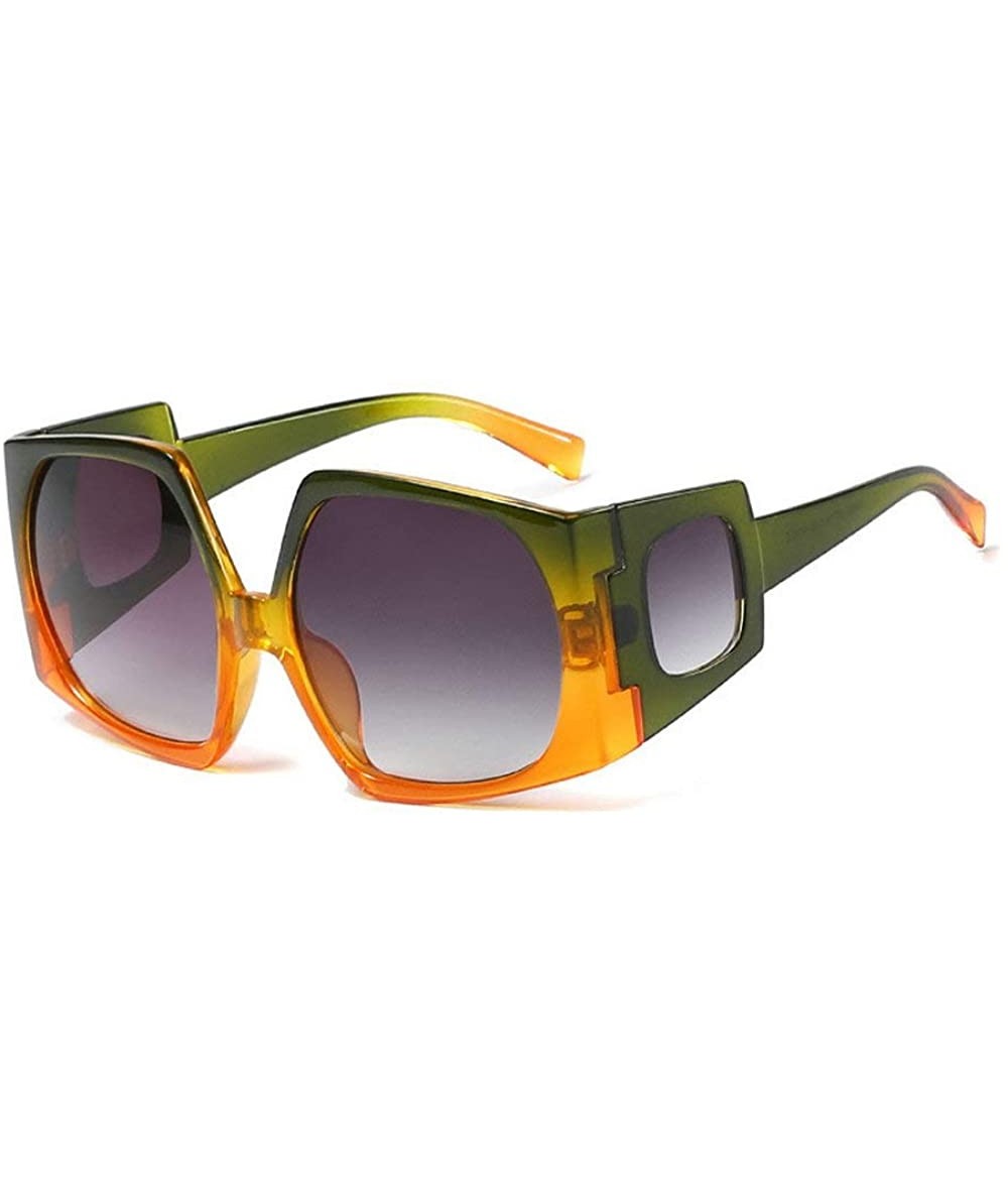 Rectangular Fashion Sunglasses for women Brand Designer Large frame Irregular polygon Mens Goggle UV400 - Green Orange - CY18...