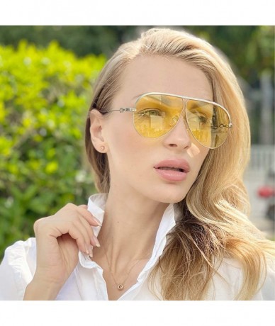 Oversized Classic pilot Sunglasses for men Women oversized Metal Frame retor sunglasses UV 400 Protection - 4 - C5196UCMK6G $...