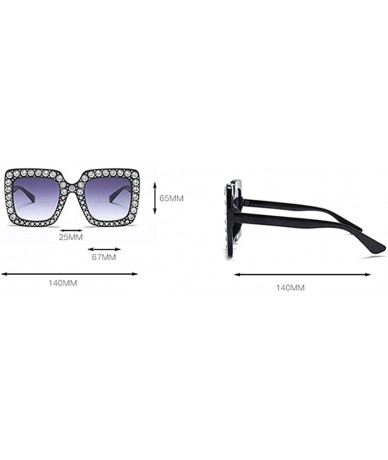 Oversized Rhinestone Sunglasses Women Oversized Square Luxury Crystal Designer Sun Glasses - Black - CO18HMOIDZ5 $18.83