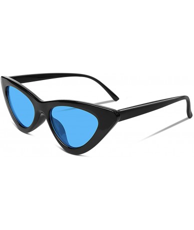 Oversized Vintage Cat Eye Sunglasses Women Clout Goggles Triangle Frame B2248 - 1 Blcak-blue - CL189QKWCIH $17.64