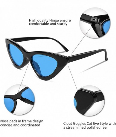 Oversized Vintage Cat Eye Sunglasses Women Clout Goggles Triangle Frame B2248 - 1 Blcak-blue - CL189QKWCIH $17.64