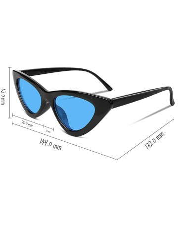 Oversized Vintage Cat Eye Sunglasses Women Clout Goggles Triangle Frame B2248 - 1 Blcak-blue - CL189QKWCIH $17.64