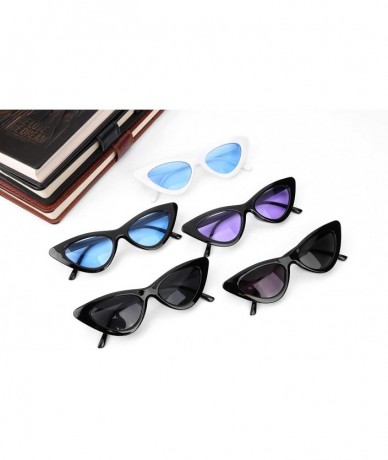 Oversized Vintage Cat Eye Sunglasses Women Clout Goggles Triangle Frame B2248 - 1 Blcak-blue - CL189QKWCIH $17.64