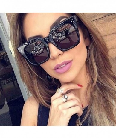 Oversized Top Eyewear Lunette Femme Women Luxury Brand Sunglasses Women Rivet Sun Glasse UV400 - White - C118WC3YY7R $39.08