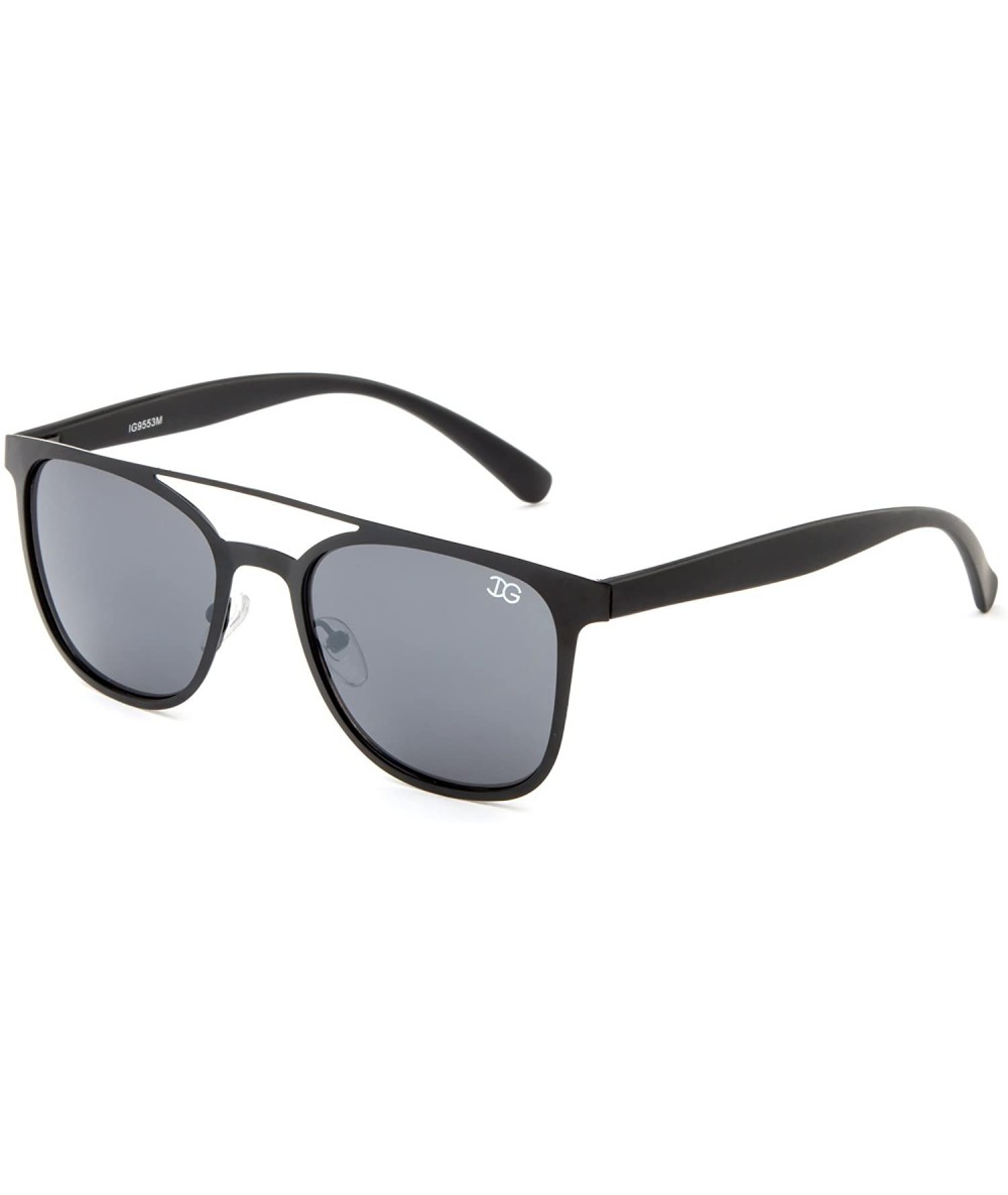 Aviator "Wallace" Squared Bar Design Unique Fashion Sunglasses - Black - C012N08UJB6 $19.02