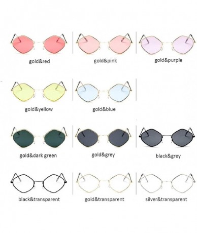 Round Fashion Metal Sun Glass Cool Square Shape Colorful Fashion Simple Style Metal Transparent Sunglasses - C218R924395 $14.35