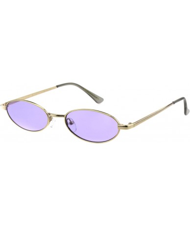 Oval Mens Narrow Oval Metal Rim Classic Pimp Sunglasses - Gold Purple - CS18GGHM0H8 $20.17