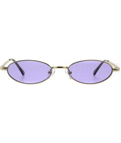 Oval Mens Narrow Oval Metal Rim Classic Pimp Sunglasses - Gold Purple - CS18GGHM0H8 $20.17