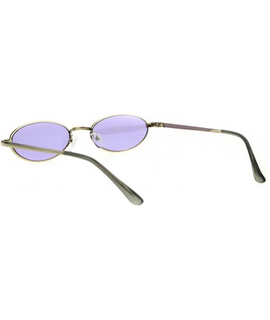 Oval Mens Narrow Oval Metal Rim Classic Pimp Sunglasses - Gold Purple - CS18GGHM0H8 $20.17