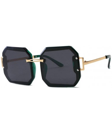 Oversized Frameless Polarization Sunglasses Oversized Polarized - Green&black - C918NY3SUII $26.43