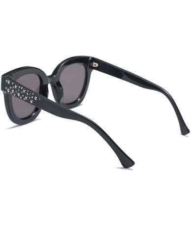 Square Star Rhinestone Sunglasses Women Black Sun Glasses High Fashion Design 2018 - Black - CE18DKIOI7T $24.48