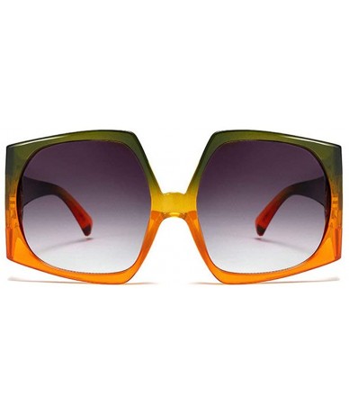 Rectangular Fashion Sunglasses for women Brand Designer Large frame Irregular polygon Mens Goggle UV400 - Green Orange - CY18...