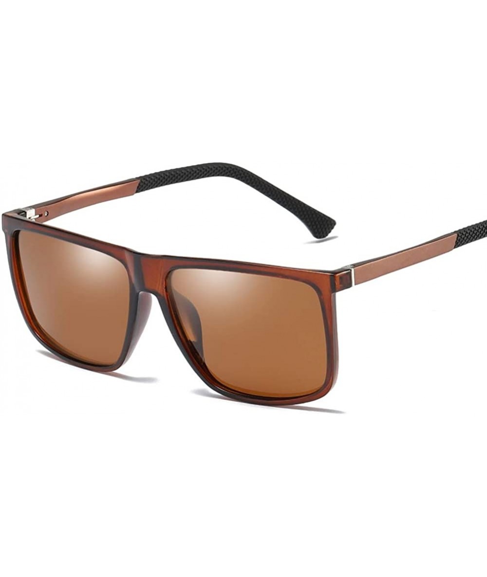 Rectangular Fashion Sunglasses Men Rectangle Polarized Spring Temple Polarized Sun Glasses Male - Brown - C218KRCWHSL $21.54