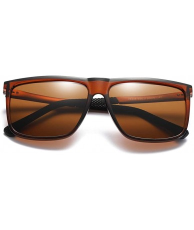 Rectangular Fashion Sunglasses Men Rectangle Polarized Spring Temple Polarized Sun Glasses Male - Brown - C218KRCWHSL $21.54