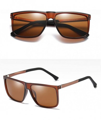 Rectangular Fashion Sunglasses Men Rectangle Polarized Spring Temple Polarized Sun Glasses Male - Brown - C218KRCWHSL $21.54