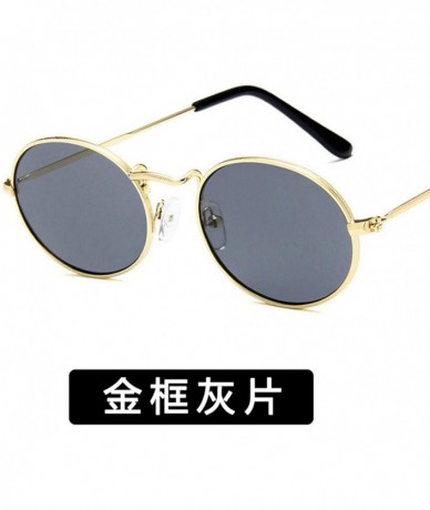 Round Fashion Classical Metal Oval Eye Women Retro Yellow Luxury Mirror Round Sunglasses Vintage Lens Sun Glasses - CG198ZK86...