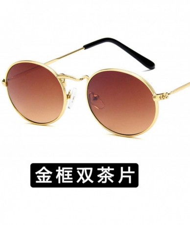 Round Fashion Classical Metal Oval Eye Women Retro Yellow Luxury Mirror Round Sunglasses Vintage Lens Sun Glasses - CG198ZK86...