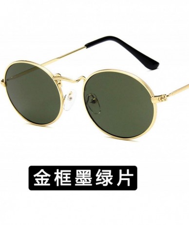 Round Fashion Classical Metal Oval Eye Women Retro Yellow Luxury Mirror Round Sunglasses Vintage Lens Sun Glasses - CG198ZK86...