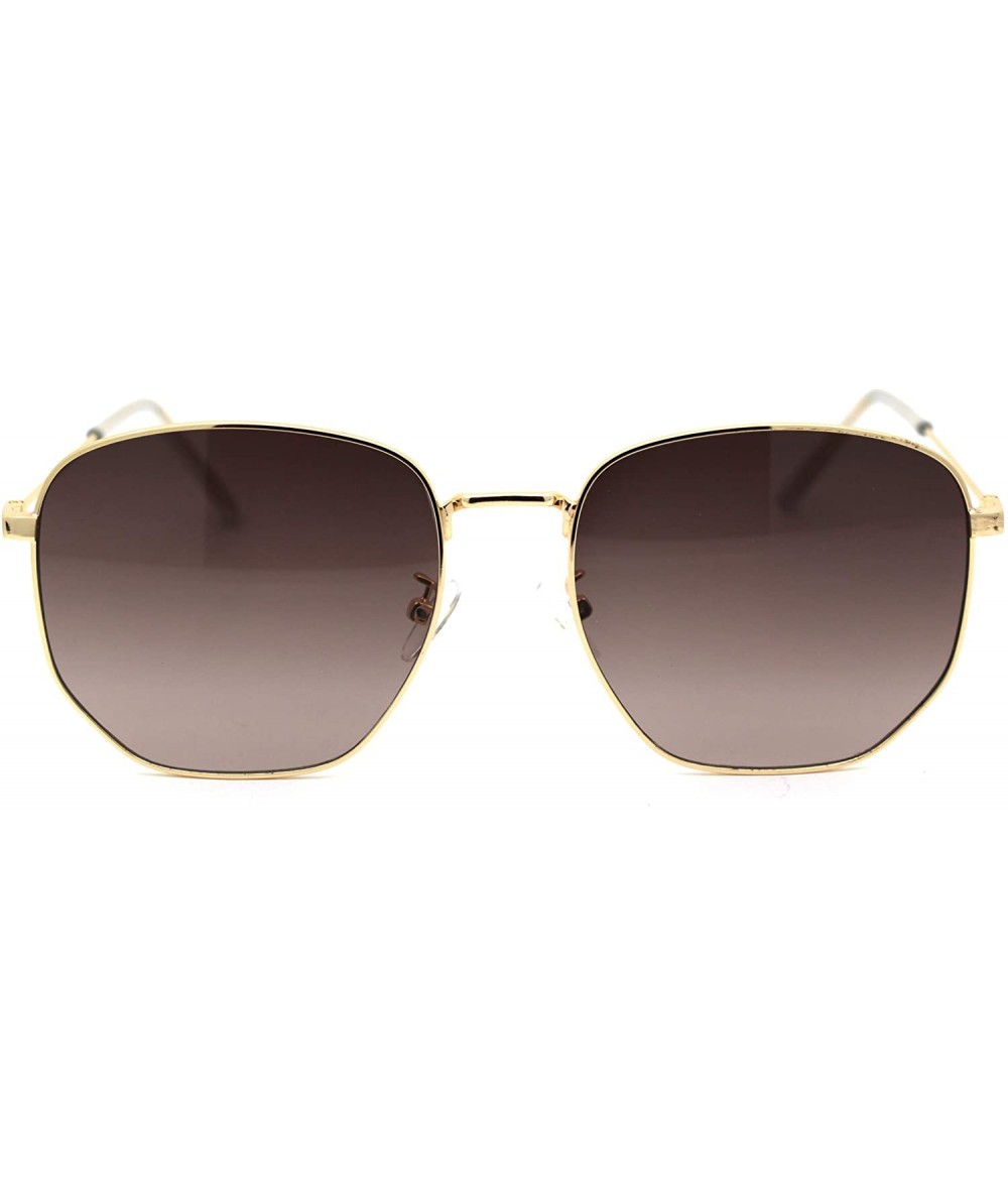 Square Classic 90s Squared Rectangular Wire Rim Dad Sunglasses - Gold Brown Smoke - C118Y3W3RTK $23.46