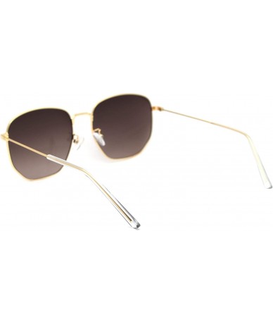 Square Classic 90s Squared Rectangular Wire Rim Dad Sunglasses - Gold Brown Smoke - C118Y3W3RTK $23.46