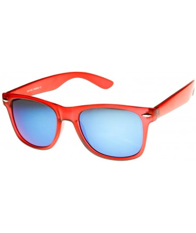 Wayfarer Bright Color Frosted Color Mirror Lens Horn Rimmed Sunglasses (Red Ice) - CQ11EFVSKSL $20.67