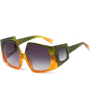 Rectangular Fashion Sunglasses for women Brand Designer Large frame Irregular polygon Mens Goggle UV400 - Green Orange - CY18...