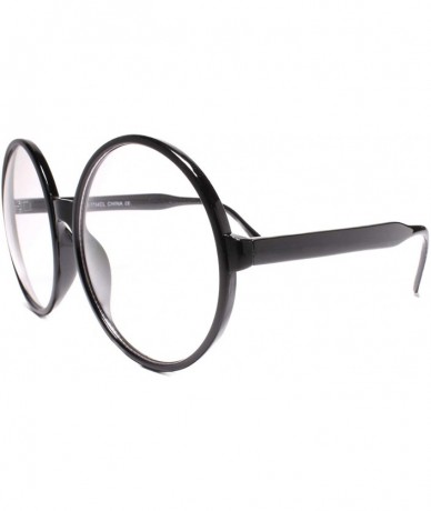 Oversized Oversize Vintage Retro Style Clear Lens Round Eye Glasses - Black - CX18URHCTCT $22.65