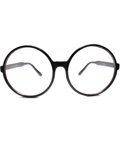 Oversized Oversize Vintage Retro Style Clear Lens Round Eye Glasses - Black - CX18URHCTCT $22.65