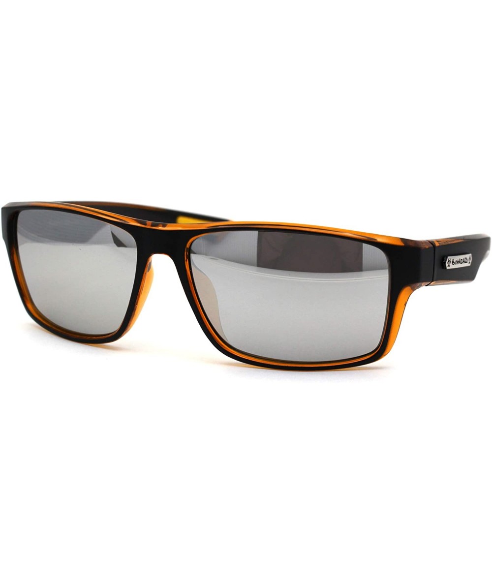 Rectangular Classic 90s Narrow Rectangular Biker Gangster Sunglasses - Matte Black Orange Silver Mirror - CA195ED5O5T $23.22