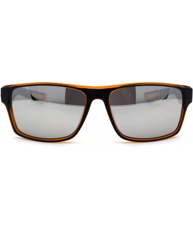 Rectangular Classic 90s Narrow Rectangular Biker Gangster Sunglasses - Matte Black Orange Silver Mirror - CA195ED5O5T $23.22