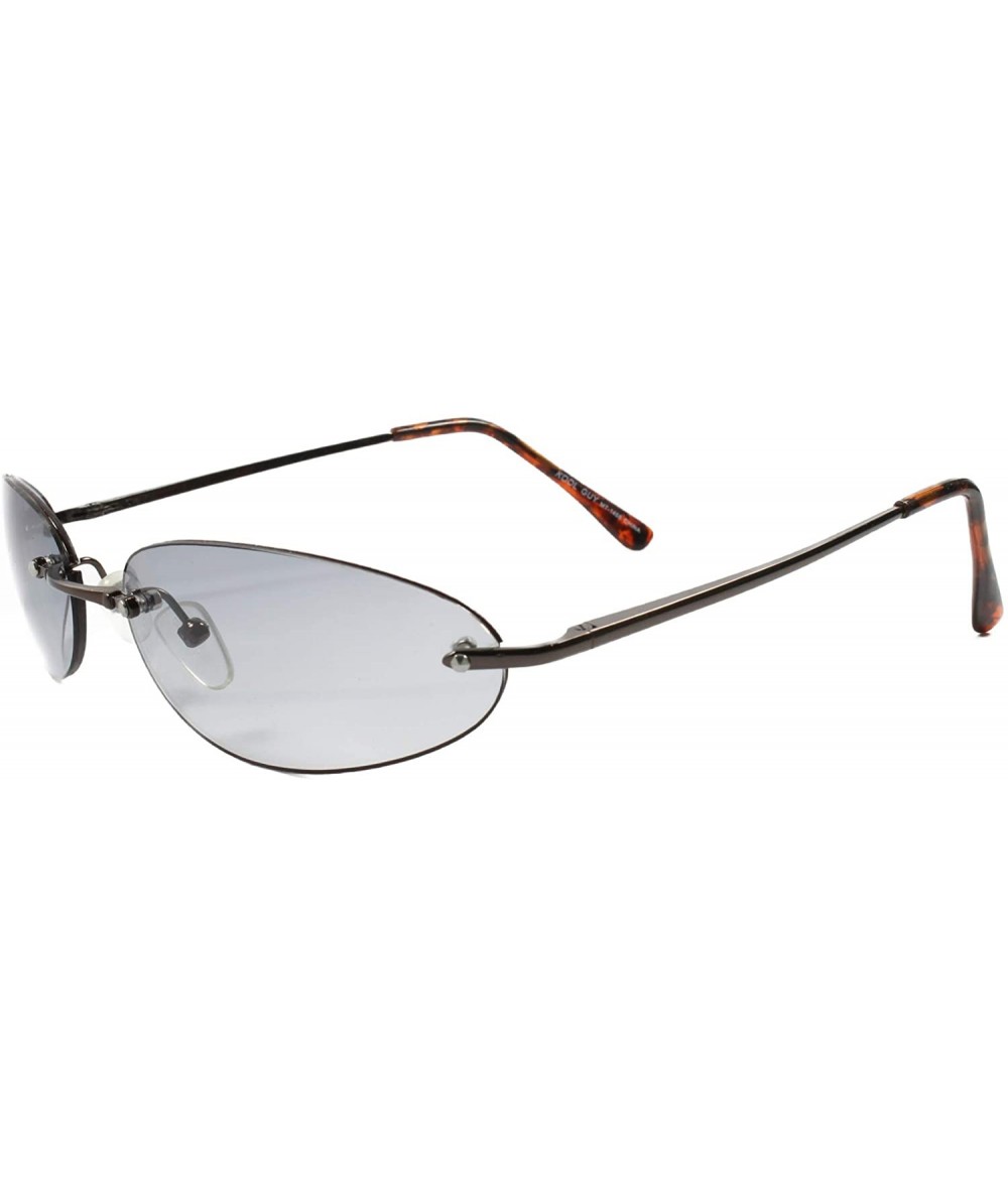 Oval Vintage Retro Sunglasses Light Tint Lens Fashion Gunmetal Mens Women Oval Shades - Brown & Light Gray - C618T27U7XW $23.77