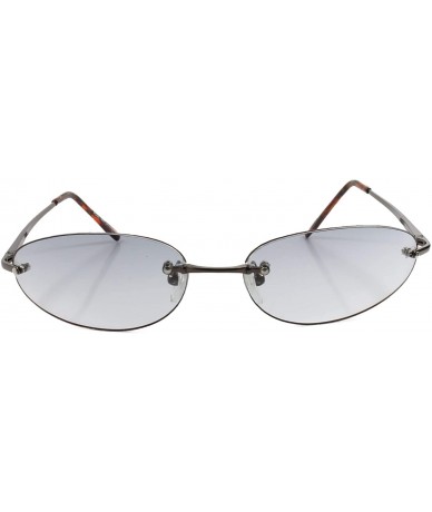 Oval Vintage Retro Sunglasses Light Tint Lens Fashion Gunmetal Mens Women Oval Shades - Brown & Light Gray - C618T27U7XW $23.77