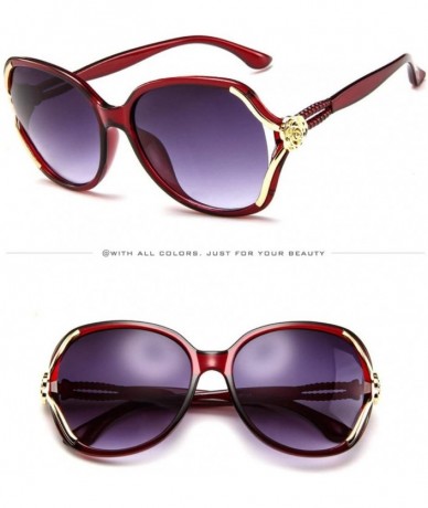 Square Oversized Sunglasses for Women Rose Big Frame Classic Trendy Vintage Eyewear for Outdoor (C) - C - CT1902MEOS7 $18.61