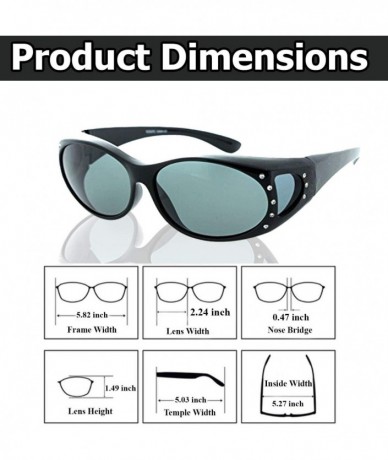 Round Fit Over Sunglasses Over Glasses - Polarized & Non-Polarized - Polarized Rhinestone - Black Frame/Smoke Lens - CS11NLBL...