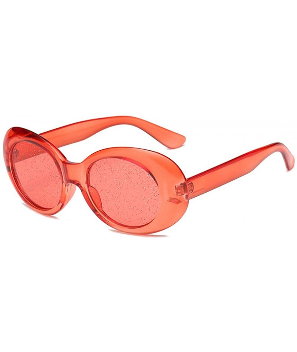 Oversized Women's Cat Eye Sunglasses Retro Oval Oversized Plastic Lenses glasses - Red - CT18N0Z6RNN $17.93