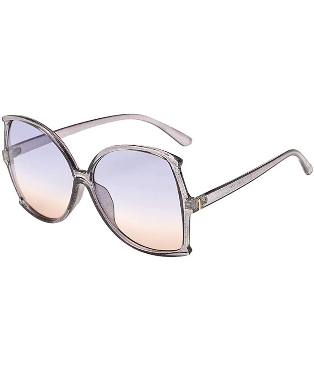 Semi-rimless Women Man Vintage Big Frame Irregular Shape Sunglasses Eyewear Retro Unisex - D - CP18TIUWE87 $14.25