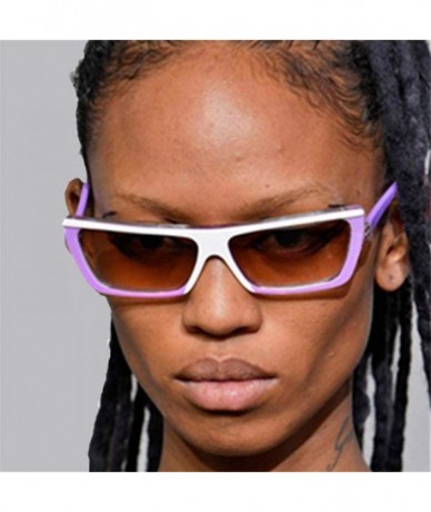 Aviator Rectangle Sunglasses Women Vintage Luxury 2019 Fashion Sun Glasses Brand Purple - Pink - CT18YZXCH8W $16.61