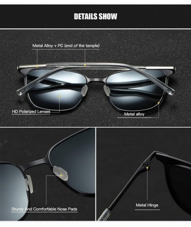 Sport Polarized Sunglasses for Men UV Protection Square Alloy Frame Driving - Gold Grey - C318XQRGGHL $27.22