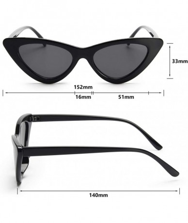 Goggle Retro Vintage Narrow Cat Eye Sunglasses for Women Clout Goggles Plastic Frame - *A-black Grey - C6189LDSCA5 $17.97