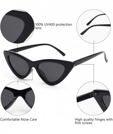 Goggle Retro Vintage Narrow Cat Eye Sunglasses for Women Clout Goggles Plastic Frame - *A-black Grey - C6189LDSCA5 $17.97