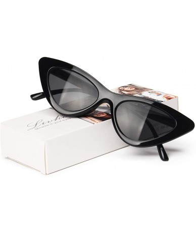 Goggle Retro Vintage Narrow Cat Eye Sunglasses for Women Clout Goggles Plastic Frame - *A-black Grey - C6189LDSCA5 $17.97