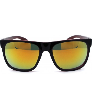 Sport Mens Mirror Lens Sport Horn Rim Sunglasses - Black Red Orange Mirror - CA1979YSKHO $18.26