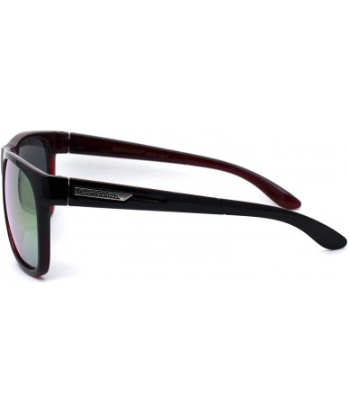 Sport Mens Mirror Lens Sport Horn Rim Sunglasses - Black Red Orange Mirror - CA1979YSKHO $18.26